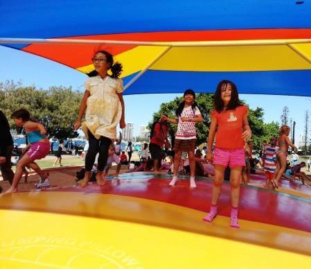 Jumping pillow a the park