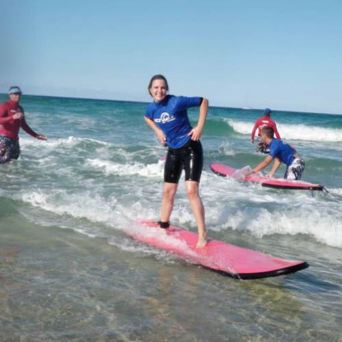 Russian FCE student learning to surf
