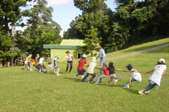 Tug-o-war game at Mystery Mountain